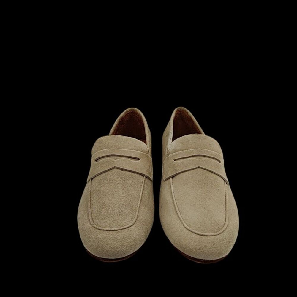 Quince Women Italian Suede Penny Loafer Almond Shoes 6